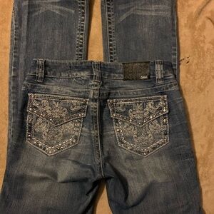 💙 Petrol Blue Boot Cut Jeans with Embellished Pockets 💙